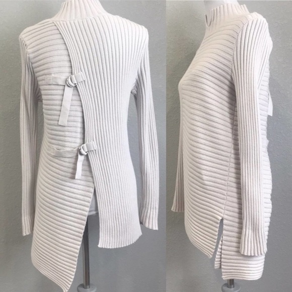 CAbi 3363 D-Ring Pullover Ribbed Sweater Cream, Size S - Picture 7 of 10